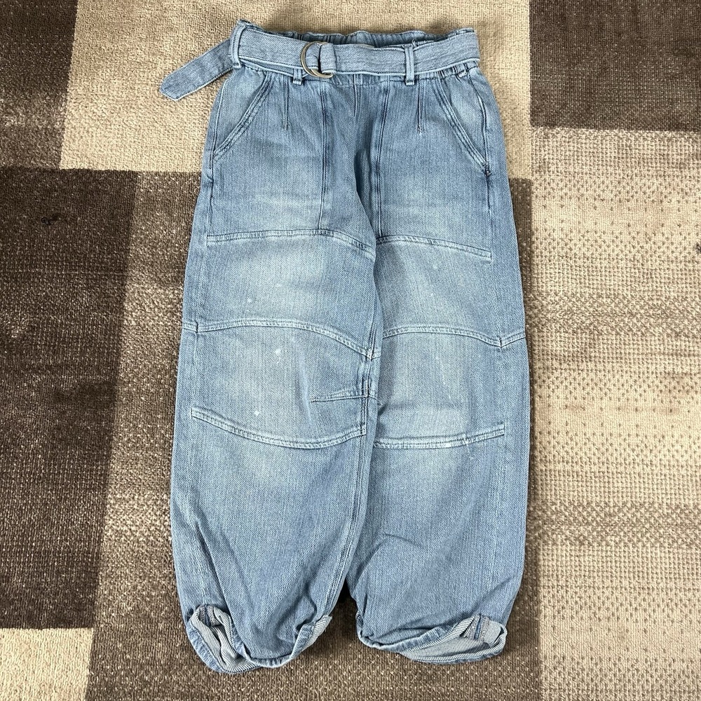 We‎ The Free Baggy Parachute Barrel Jeans Women's Size XS Blue 27X23.5